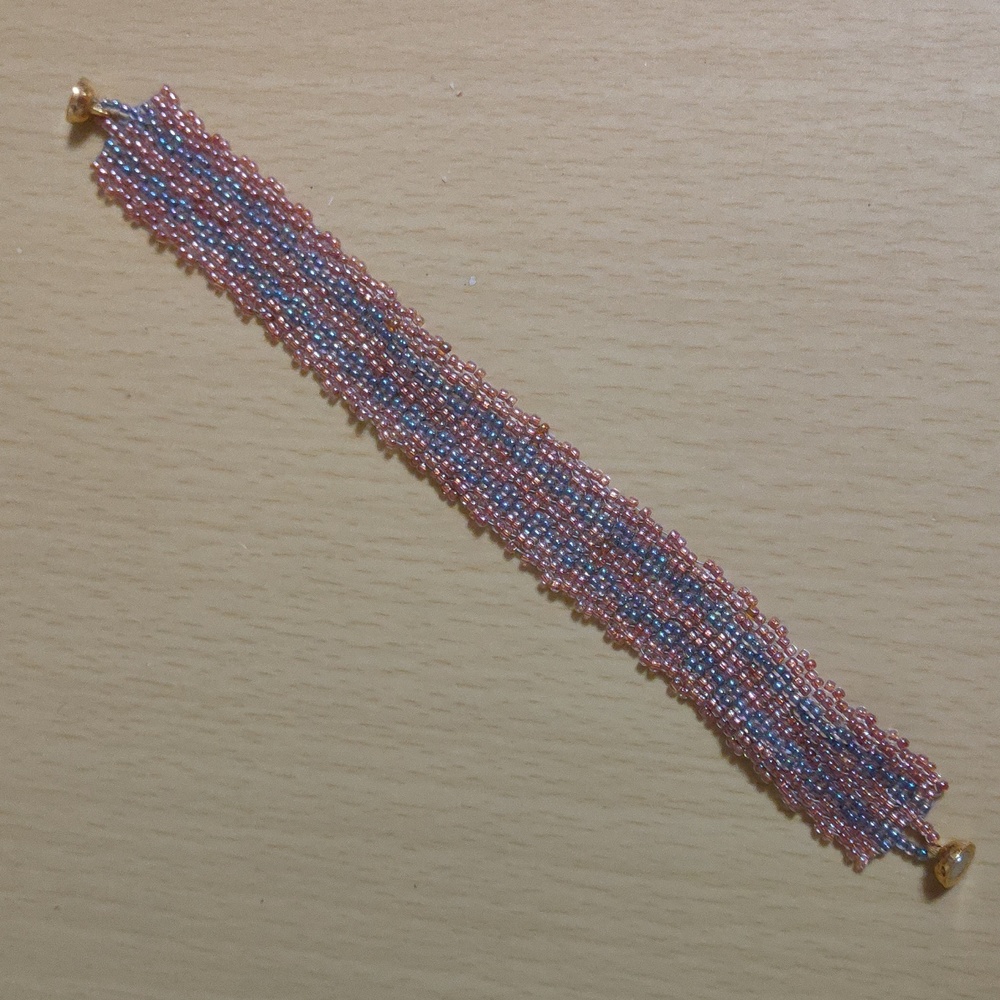 Shinny Two Tone Peyote Bracelet 7.5"